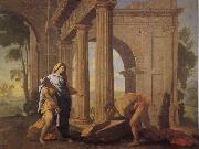 POUSSIN, Nicolas Theseus Finding His Father's Arms oil painting reproduction